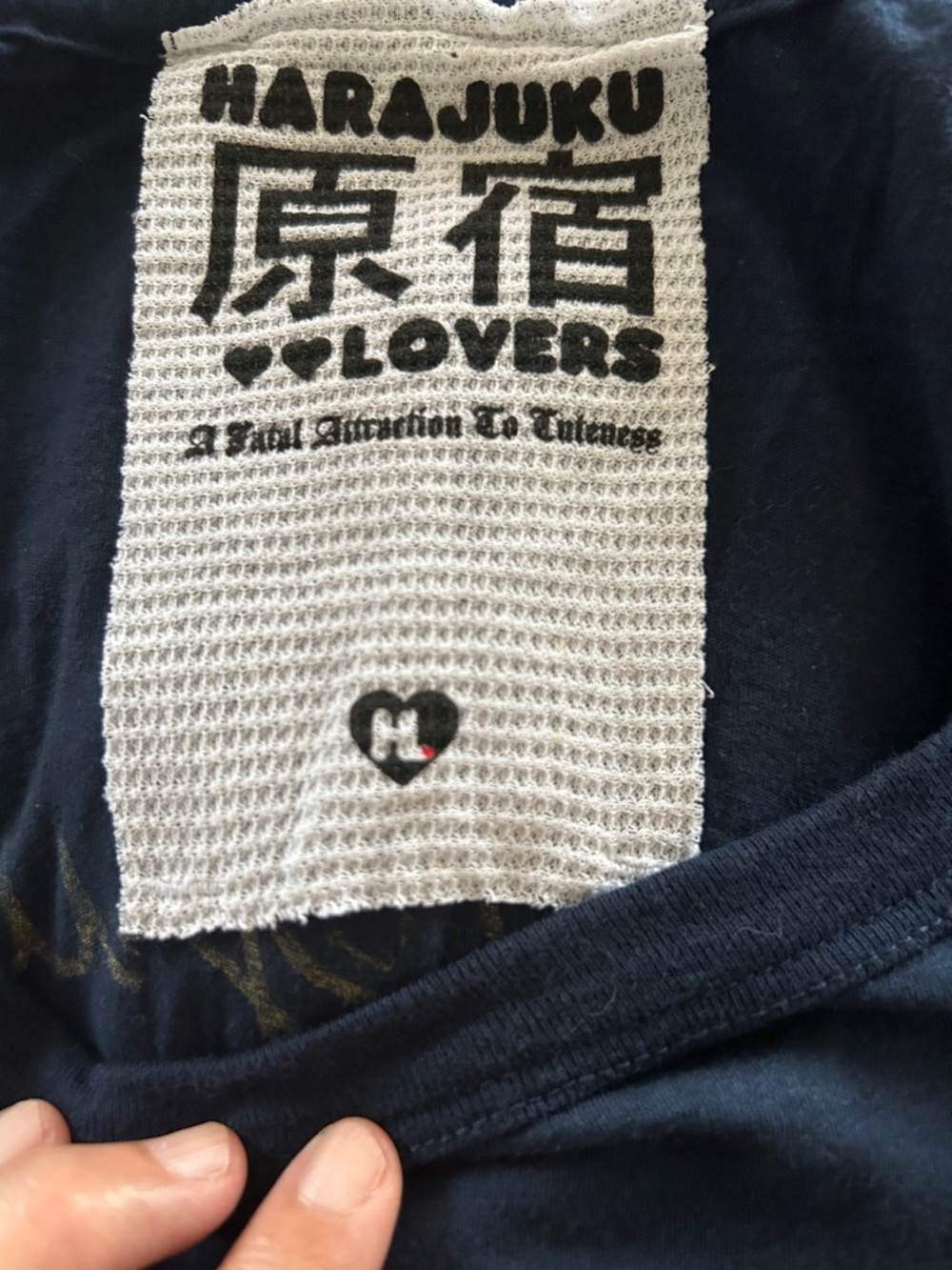 Harajuku Lovers Navy Blue Tee with Harajuku Girl Red Vest Graphics, Sz XL - Picture 5 of 6